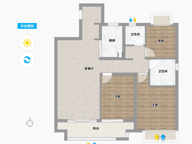 江苏省-常州市-光明当代拾光里-85.10-户型库-采光通风