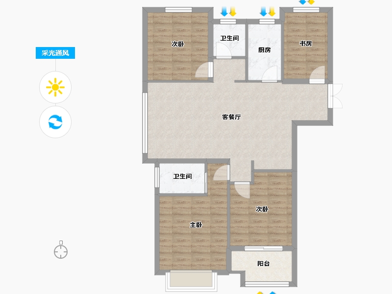 山东省-泰安市-城建首府-105.00-户型库-采光通风