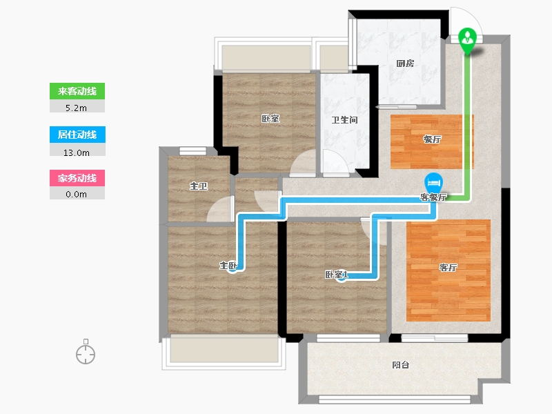 贵州省-贵阳市-贵阳小关万达广场-84.66-户型库-动静线