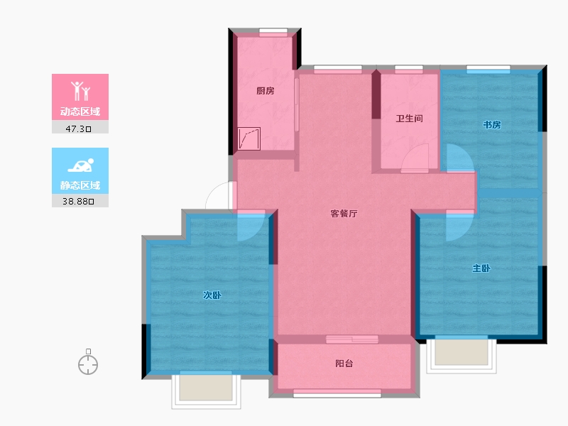 山东省-青岛市-仙山花园-85.38-户型库-动静分区