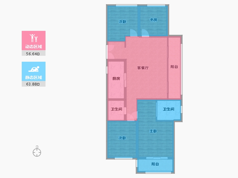 山东省-泰安市-青云路1111号院-120.00-户型库-动静分区