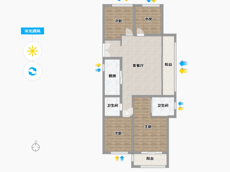 山东省-泰安市-青云路1111号院-120.00-户型库-采光通风