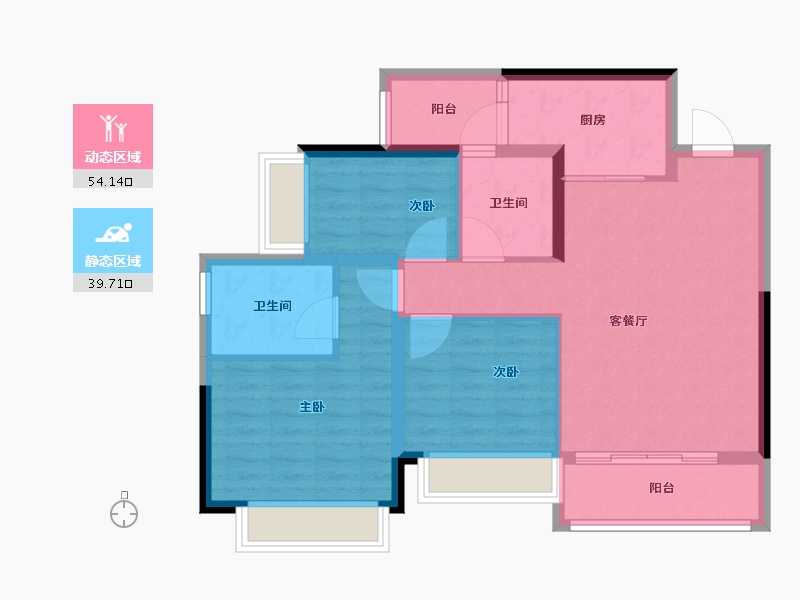 广东省-广州市-珠江铂世湾-84.00-户型库-动静分区