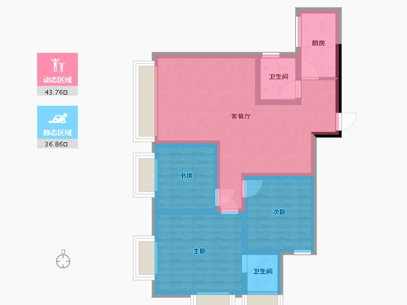 四川省-绵阳市-台北国际广场-102.00-户型库-动静分区