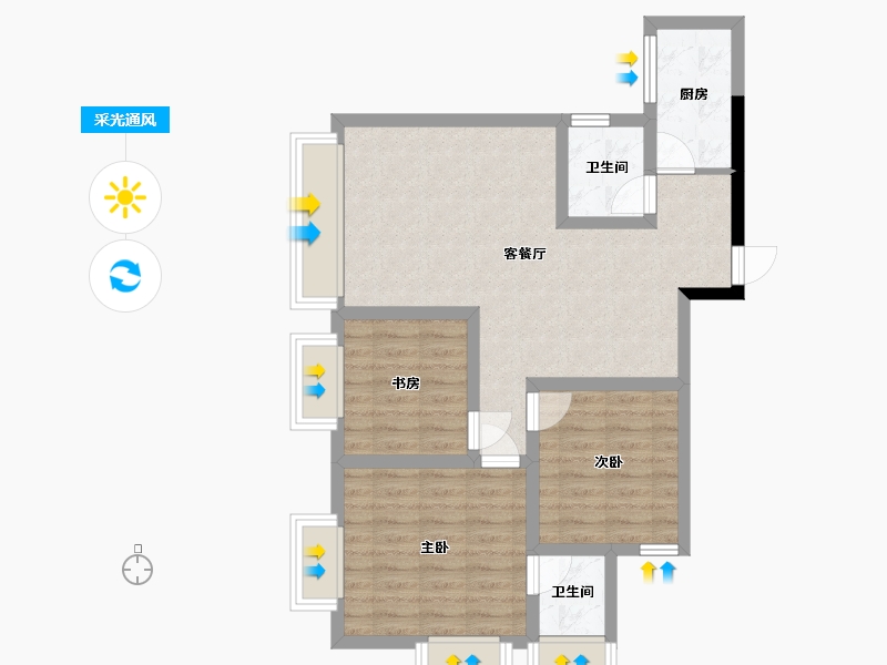 四川省-绵阳市-台北国际广场-102.00-户型库-采光通风