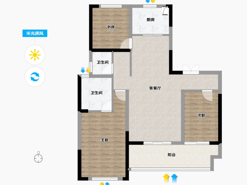 江苏省-常州市-随园金麟府-102.40-户型库-采光通风