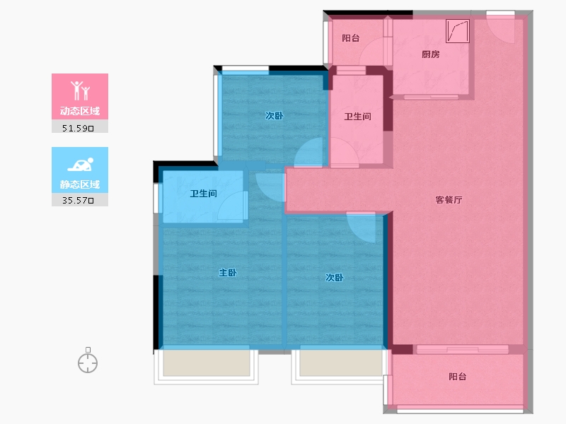 广东省-湛江市-凯悦华府-82.52-户型库-动静分区