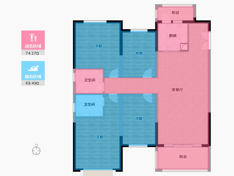 湖南省-长沙市-荣盛城-130.00-户型库-动静分区