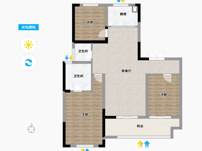 江苏省-常州市-随园金麟府-103.21-户型库-采光通风