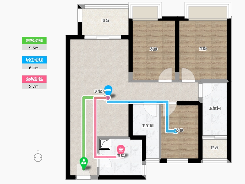 陕西省-渭南市-宏帆人和府-86.00-户型库-动静线