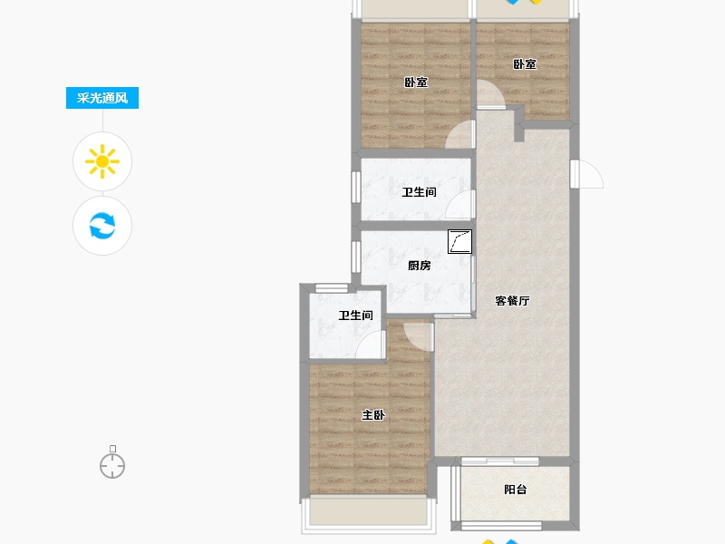 上海-上海市-鑫耀中城-79.55-户型库-采光通风