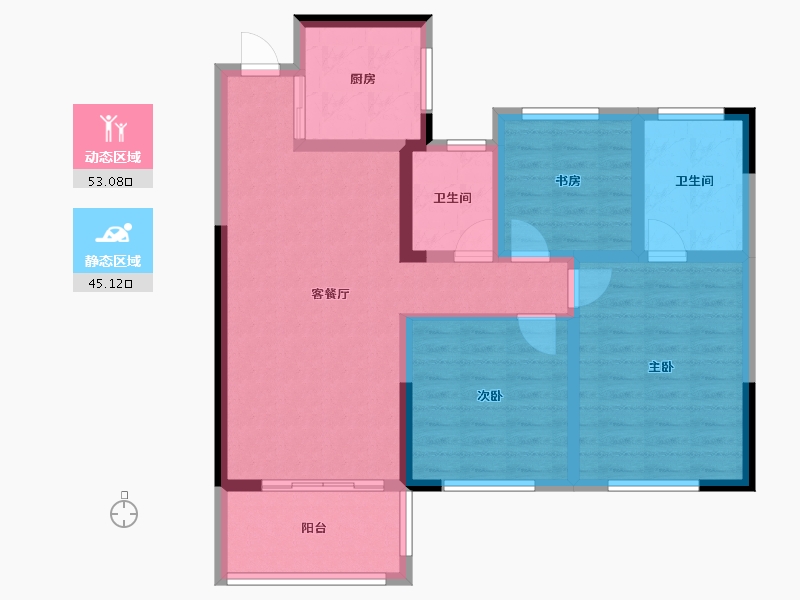 江苏省-常州市-随园金麟府-87.20-户型库-动静分区