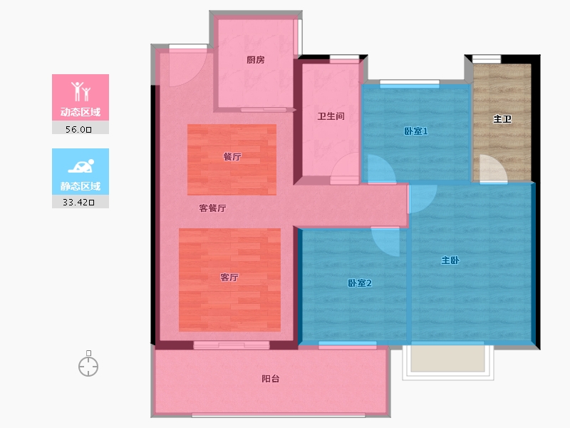 福建省-泉州市-武夷时代天越-86.40-户型库-动静分区