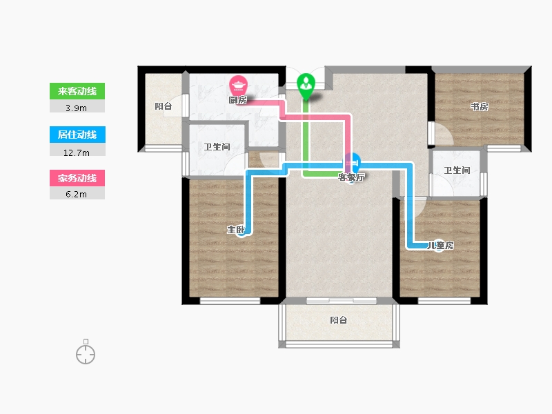 湖南省-长沙市-深业沙河城-83.69-户型库-动静线