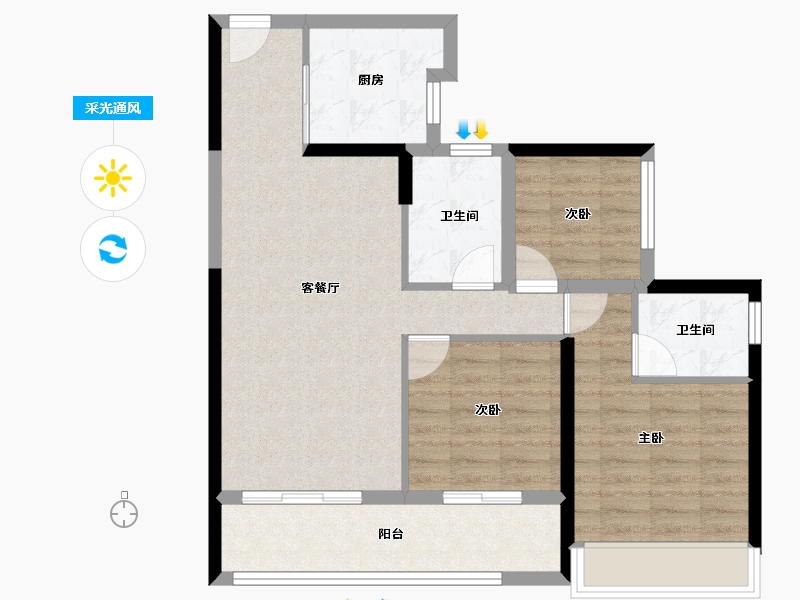 广东省-广州市-越秀·和樾府-78.40-户型库-采光通风