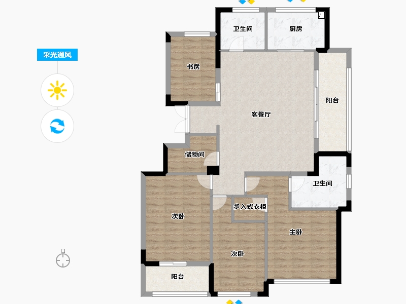 江苏省-常州市-绿城江南里-128.00-户型库-采光通风