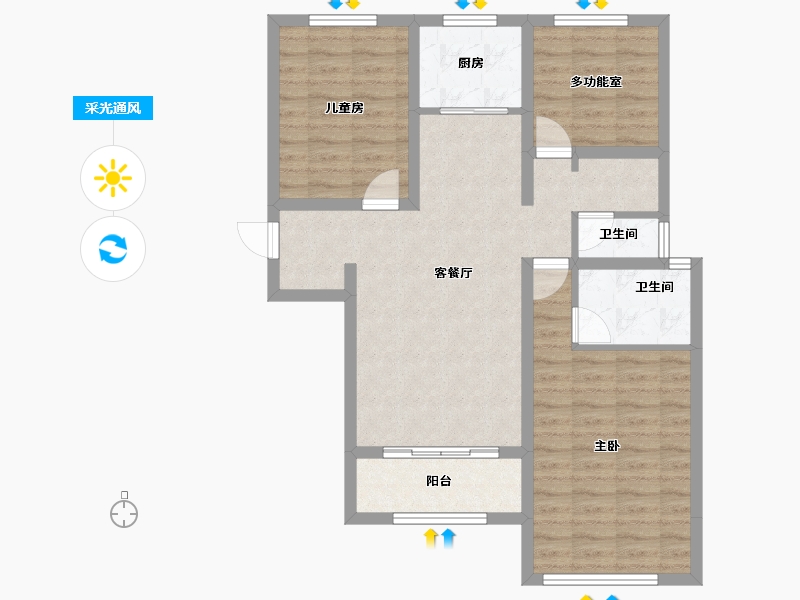 山西省-太原市-山钢铭著-84.03-户型库-采光通风