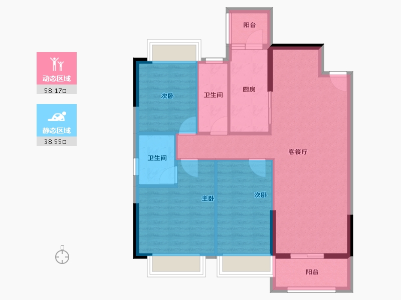 广东省-广州市-顺景花园星悦轩-87.21-户型库-动静分区