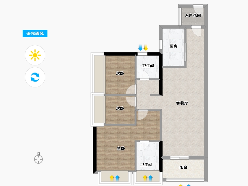 广东省-广州市-五矿招商江天际-70.40-户型库-采光通风