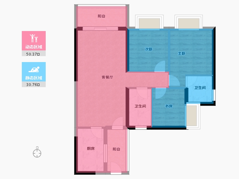 广东省-广州市-碧桂园凤凰城云顶-72.00-户型库-动静分区