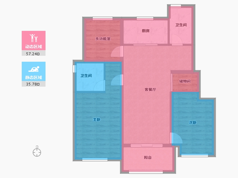 浙江省-宁波市-万科·海潮映月-82.77-户型库-动静分区