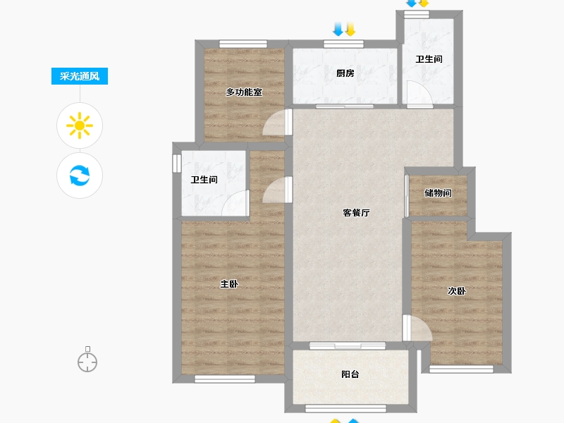 浙江省-宁波市-万科·海潮映月-82.77-户型库-采光通风