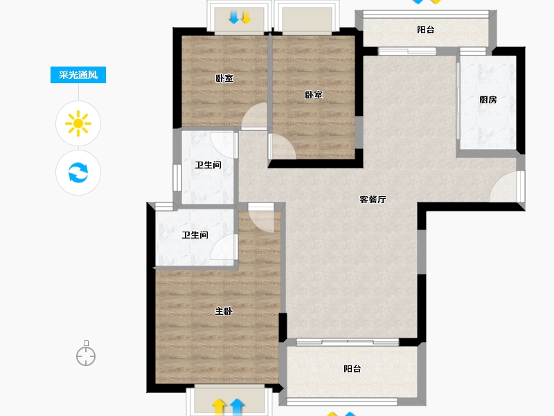 广东省-广州市-敏捷绿湖首府-93.07-户型库-采光通风