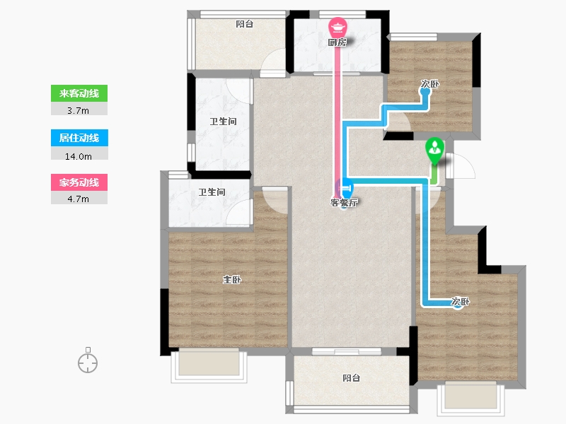 浙江省-宁波市-锦绣东方-93.86-户型库-动静线