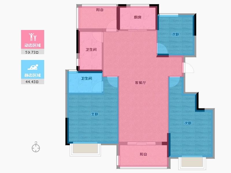 浙江省-宁波市-锦绣东方-93.86-户型库-动静分区