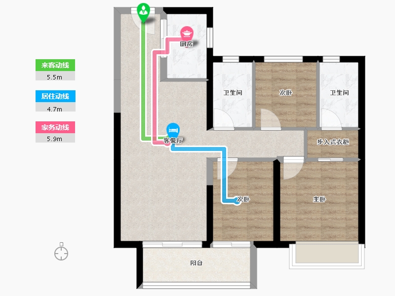 湖南省-长沙市-美的麓府-73.52-户型库-动静线