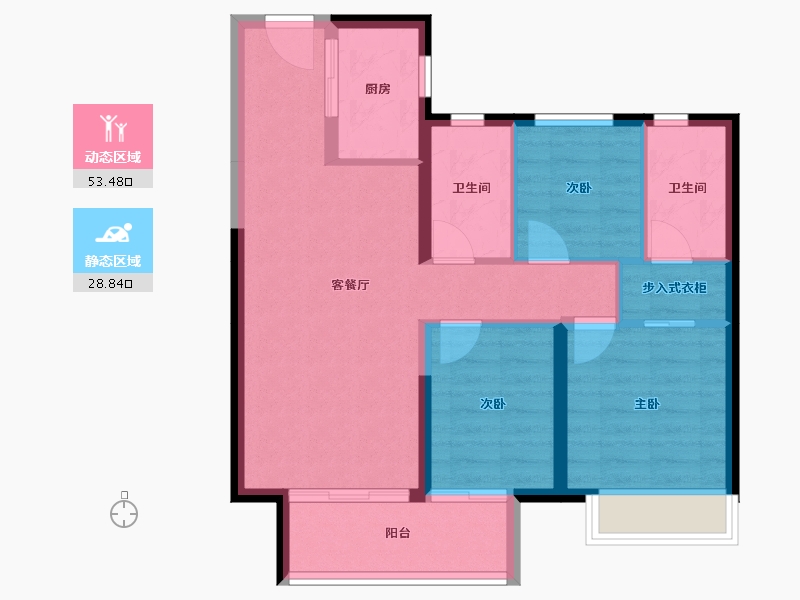 湖南省-长沙市-美的麓府-73.52-户型库-动静分区