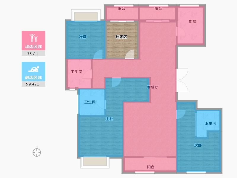 上海-上海市-古北中央公园-130.94-户型库-动静分区