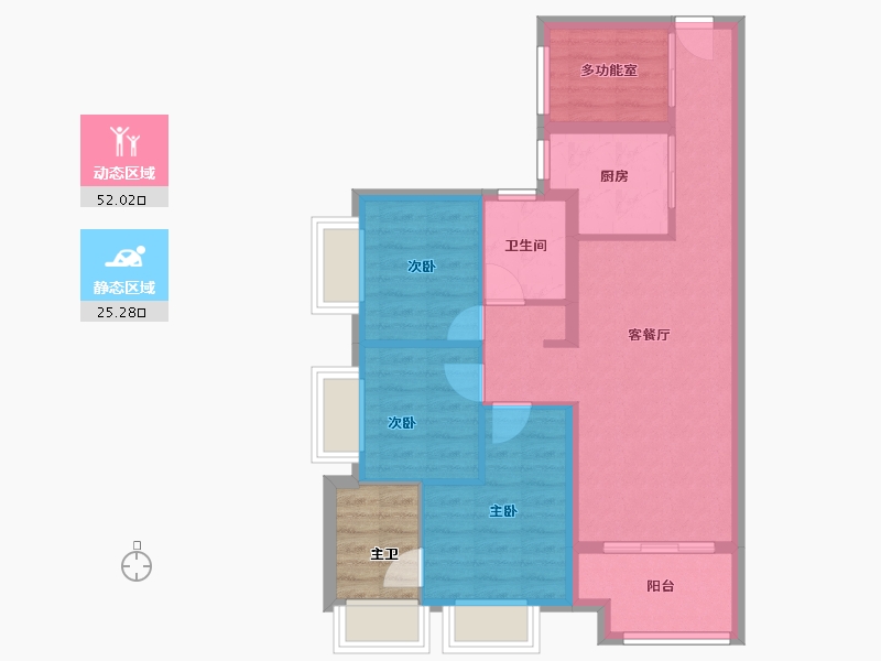 广东省-广州市-品实云湖花城-72.76-户型库-动静分区