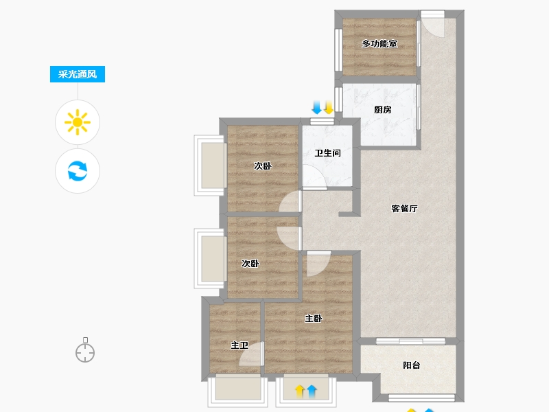 广东省-广州市-品实云湖花城-72.76-户型库-采光通风