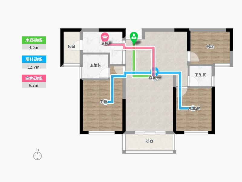 湖南省-长沙市-深业沙河城-83.46-户型库-动静线