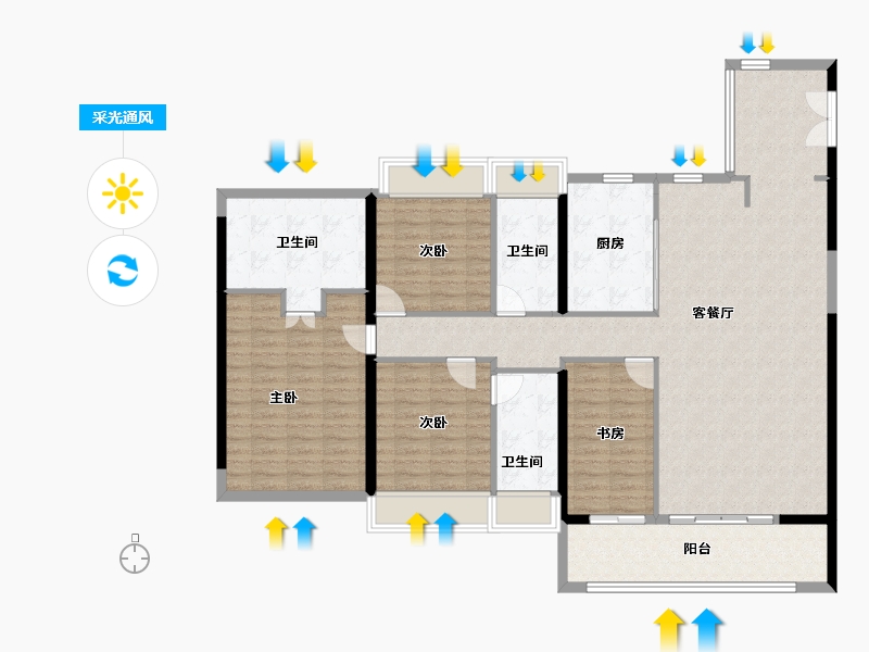 广东省-广州市-越秀·和樾府-144.00-户型库-采光通风