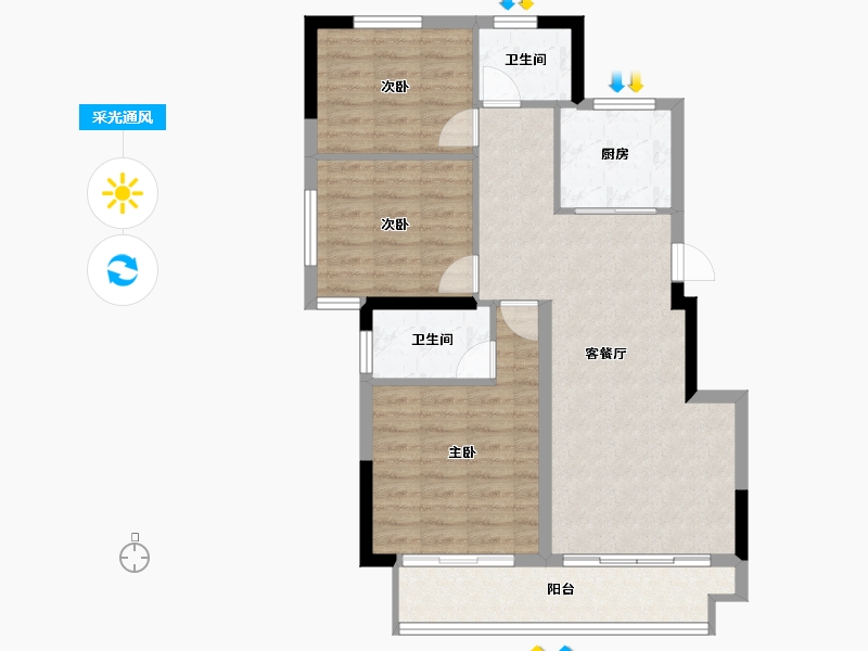 浙江省-宁波市-香湖丹堤3期-82.68-户型库-采光通风