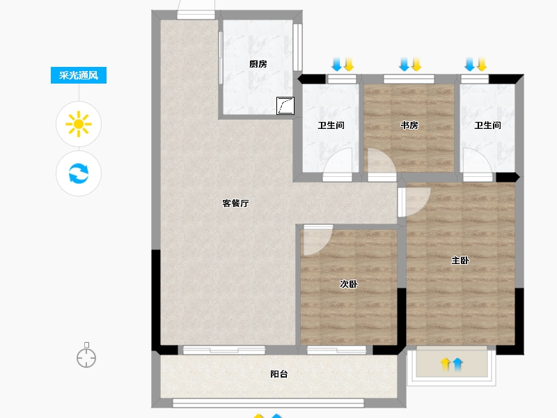 江苏省-常州市-保利和光晨樾-79.20-户型库-采光通风