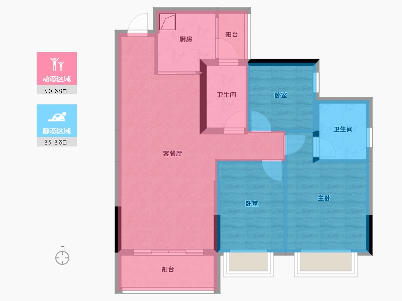 贵州省-贵阳市-贵阳恒大文化旅游城-76.53-户型库-动静分区