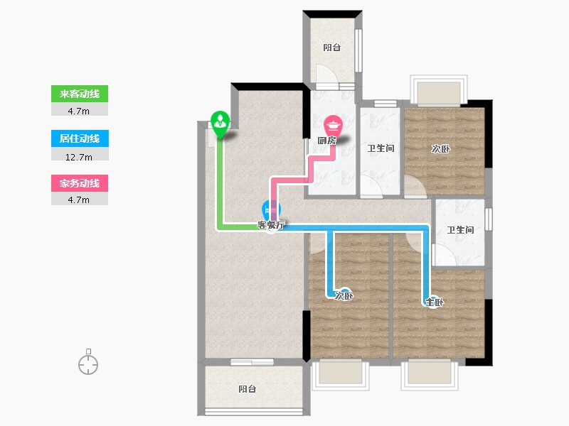 广东省-广州市-顺景花园星悦轩-88.01-户型库-动静线