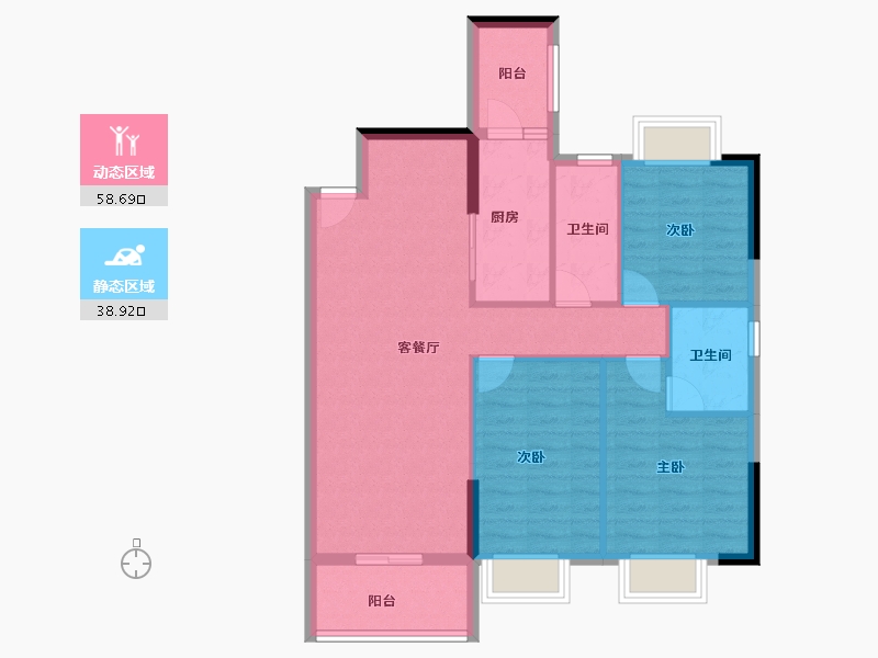 广东省-广州市-顺景花园星悦轩-88.01-户型库-动静分区