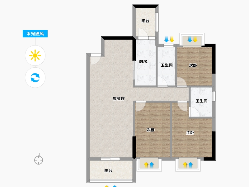 广东省-广州市-顺景花园星悦轩-88.01-户型库-采光通风