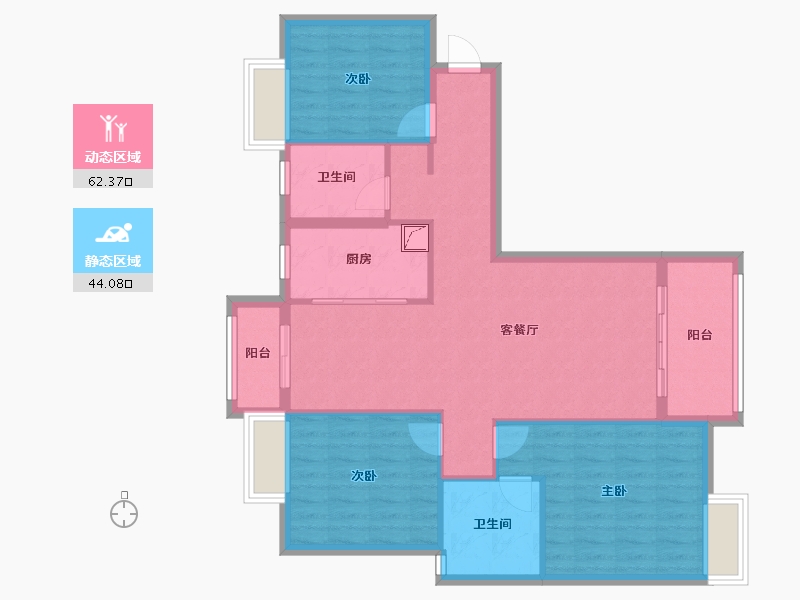 湖北省-武汉市-新港湾-95.99-户型库-动静分区