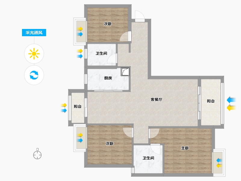 湖北省-武汉市-新港湾-95.99-户型库-采光通风