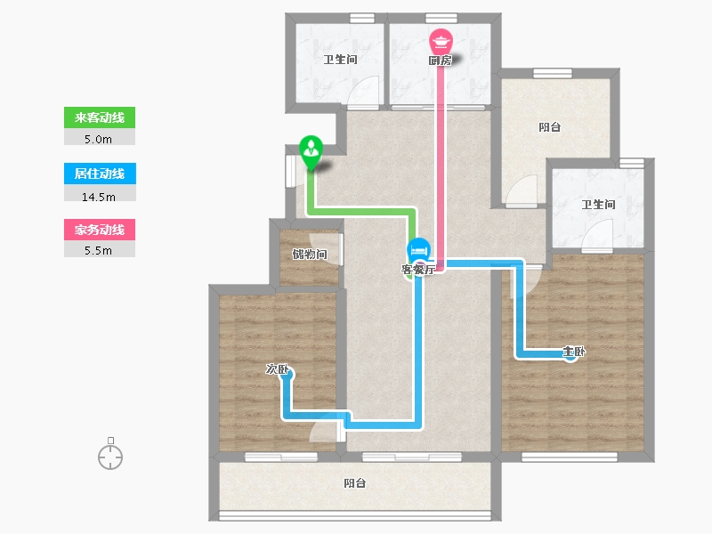 浙江省-宁波市-保利·天悦(三期)-94.87-户型库-动静线