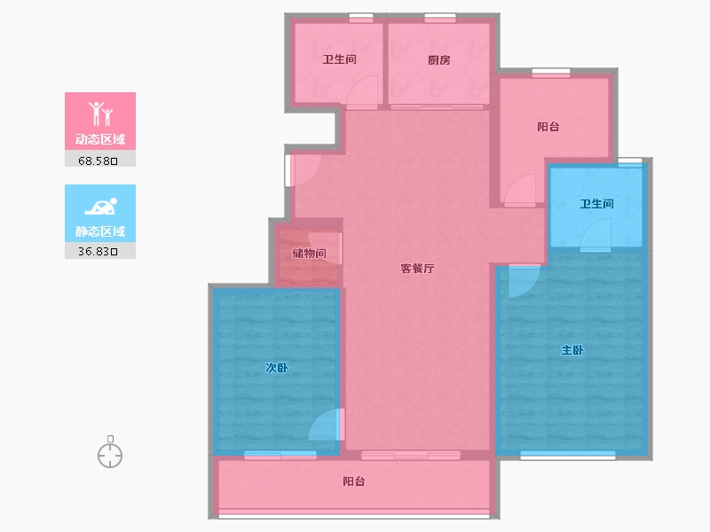 浙江省-宁波市-保利·天悦(三期)-94.87-户型库-动静分区