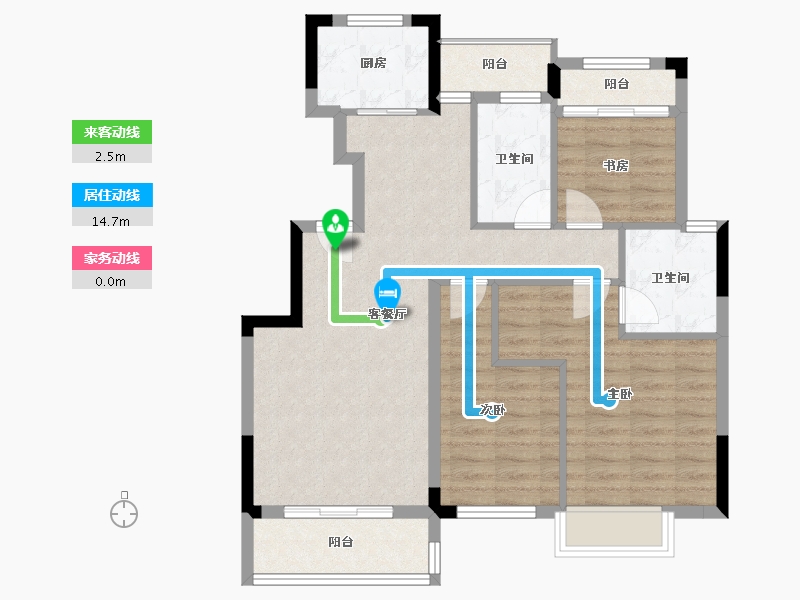 浙江省-宁波市-锦绣海樾府-84.67-户型库-动静线