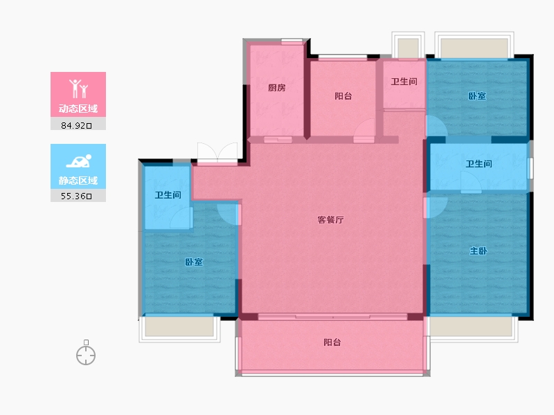 湖南省-长沙市-碧桂园博萃梅溪-127.49-户型库-动静分区