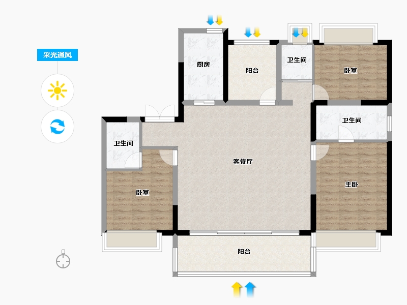 湖南省-长沙市-碧桂园博萃梅溪-127.49-户型库-采光通风