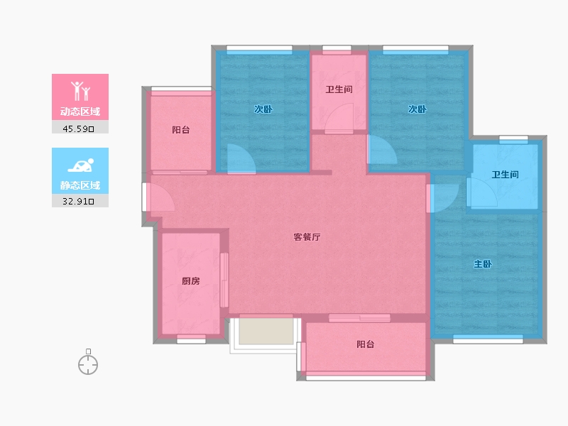 广东省-广州市-珠江花城-70.01-户型库-动静分区